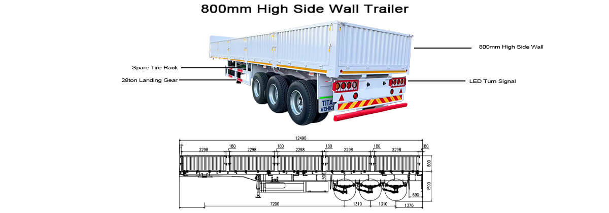 3 Axle 60 Ton Fence Semi Trailer for Sale in Mexico | Side Wall Trailer for Sale in Mexico