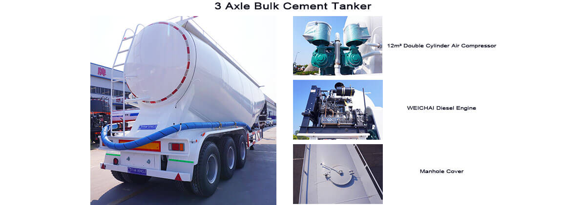 3 Axle Bulk Cement Tanker | Bulk Cement Trailer for Sale in Mexico