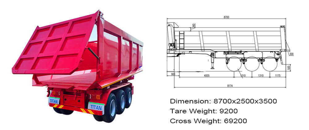 3 Axle 4 Axle End Dump for Sale | End Dump Trailer for Sale in Mexico