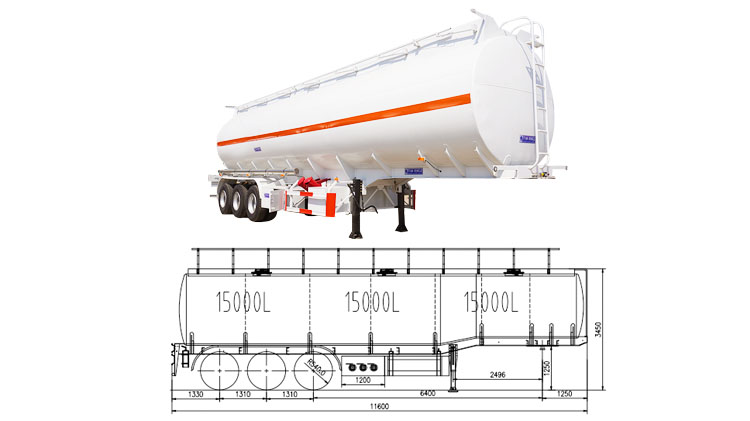 45m³ 3 Compartments Fuel Tanker Semi Trailer - 3 Axle Fuel Tanker for Sale in Mexico