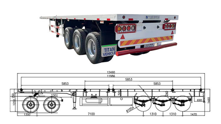 Flatbed Container Traile - 3 Axle Flatbed Semi Trailer for Sale in Mexico