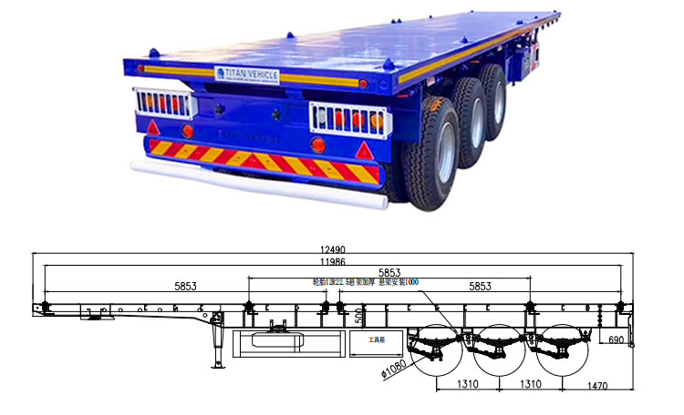 Flat Bed Semi Trailer - 3 Axle Flatbed Tractor Trailer for Sale in Mexico