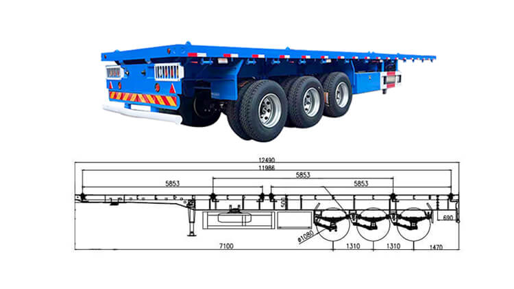 Flatbed Tri Axle Trailer - Heavy Duty 40ft Flatbed Trailer Price for Sale in Mexico