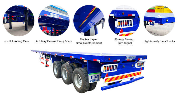 Types of Flatbed Trailers - 3 Axle 40 foot Flatbed Trailer for Sale in Mexico