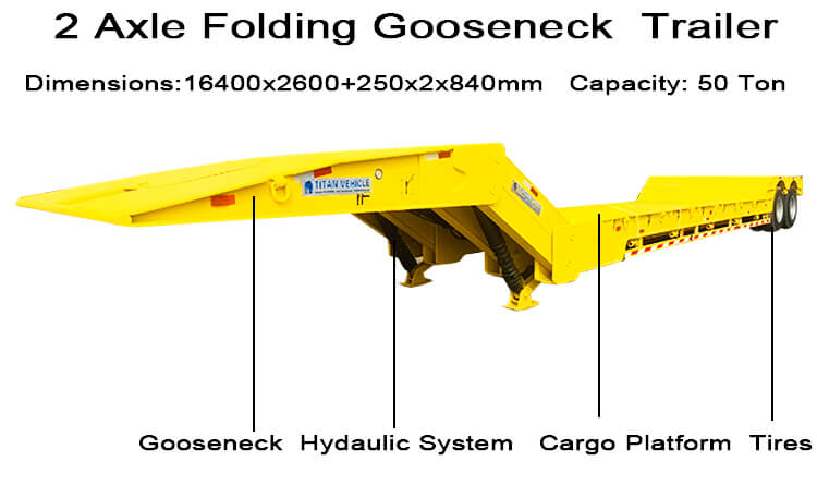 2 Axle 50 Ton Folding Gooseneck Trailer for Sale in Mexico